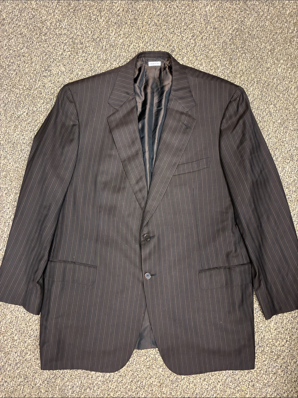 Brioni Dark Brown Pinstripe Two-Button Suit Jacket